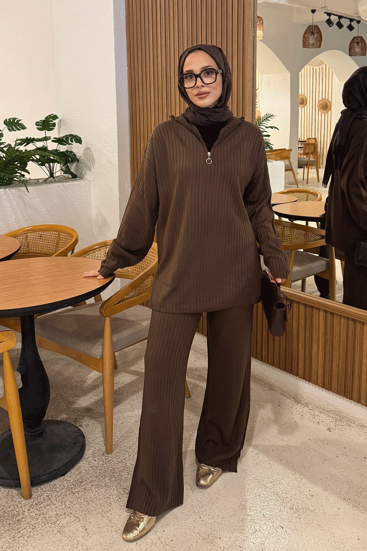 FERMUARLI TRIKO TAKIM 9-2896 - KAHVERENGİ