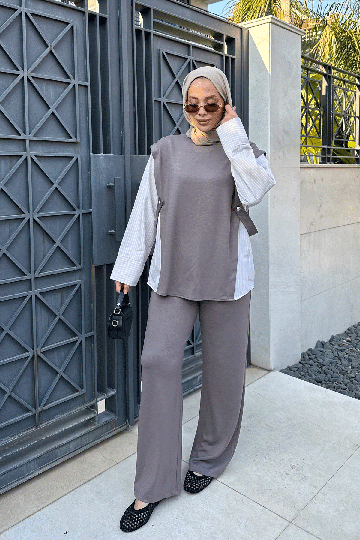 POPLİN DETAYLI OYŞO TAKIM 9-52849 - ANTRAST