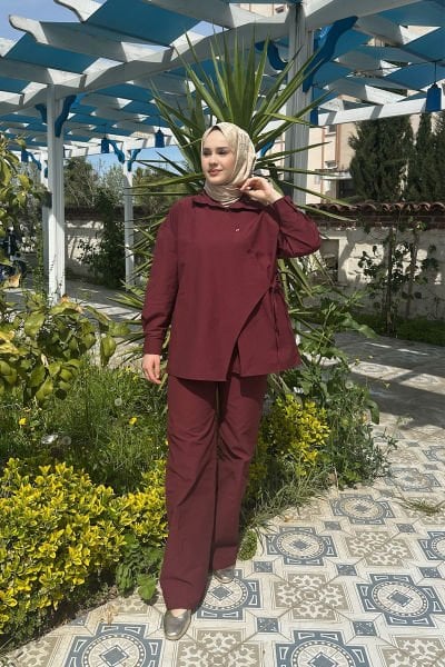 DÜGMELİ BAGLAMALI TAKIM 31-2250 - BORDO