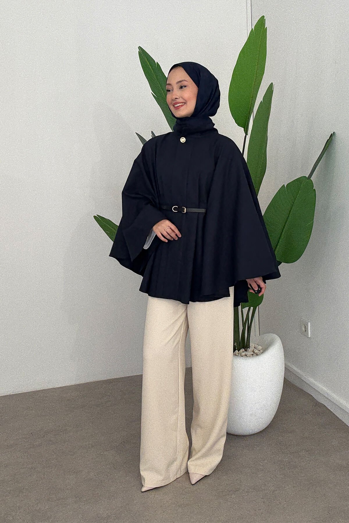 KEMERLİ GABARDİN PANÇO 9-52626  - LACİVERT