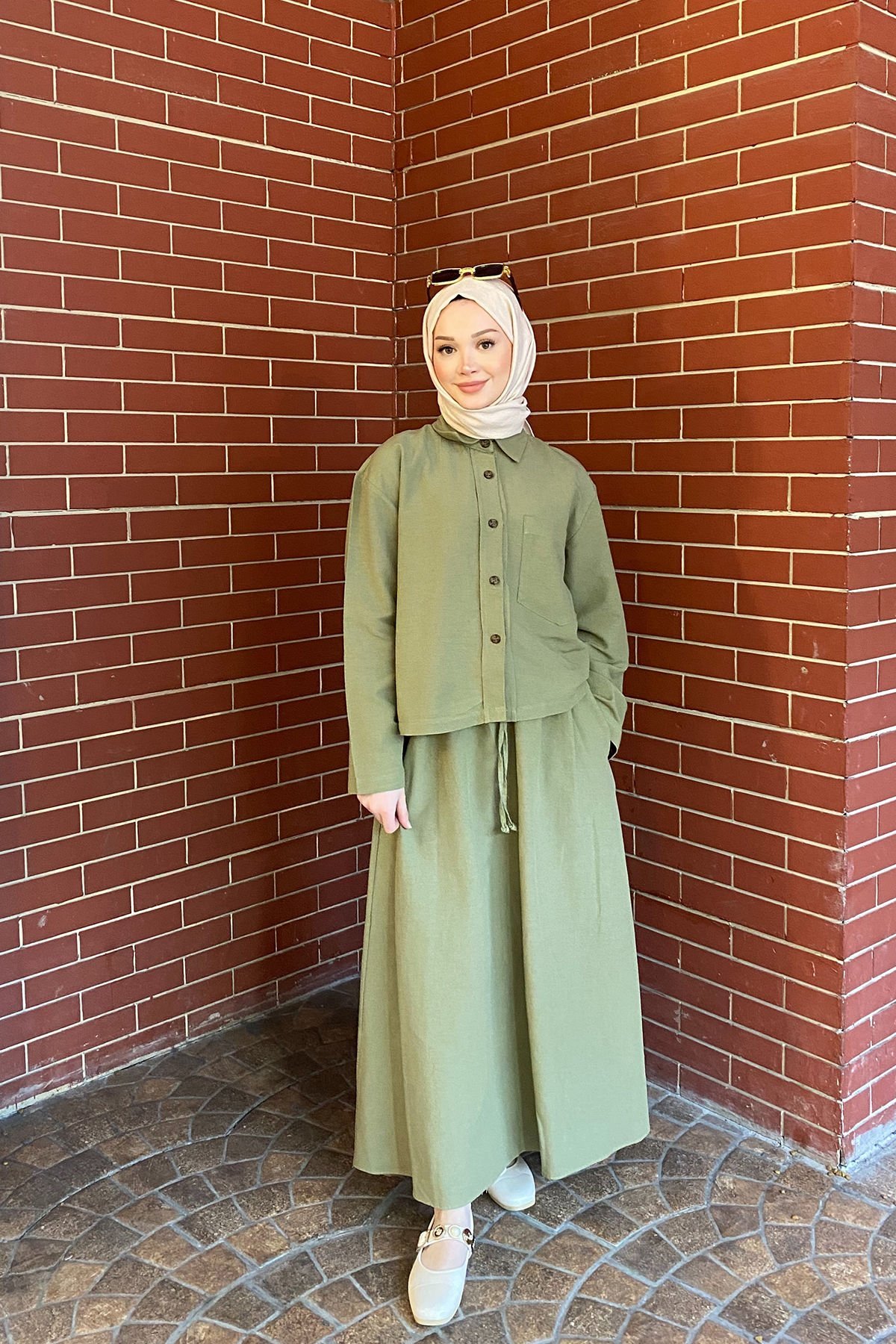 CEPLİ KETEN TAKIM 31-2281 - HAKİ YEŞİL