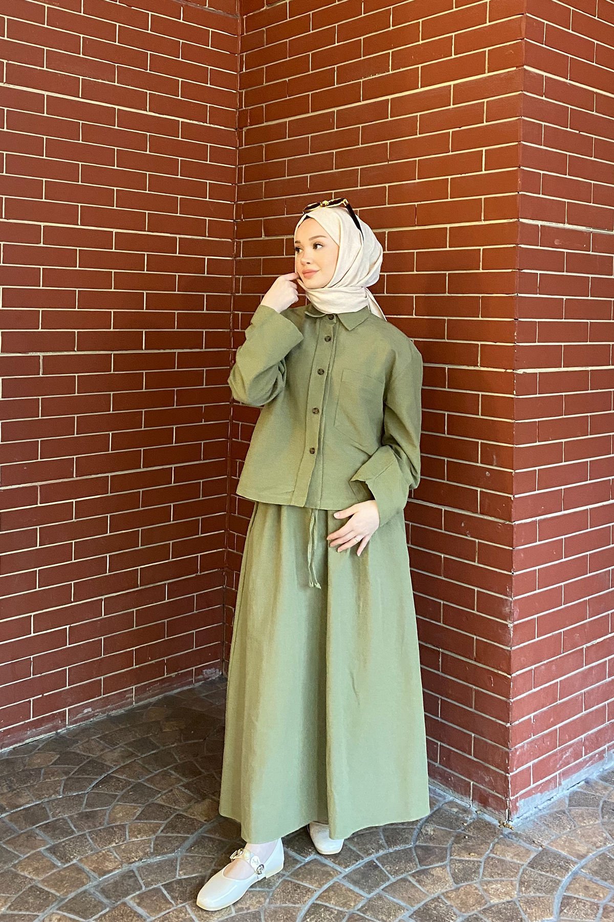 CEPLİ KETEN TAKIM 31-2281 - HAKİ YEŞİL