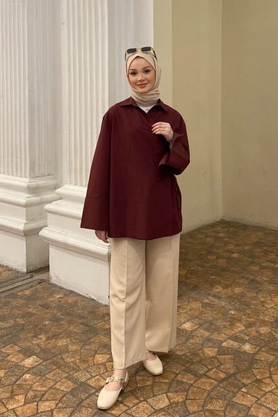 BAGLAMALI GÖMLEK 31-2265 - BORDO