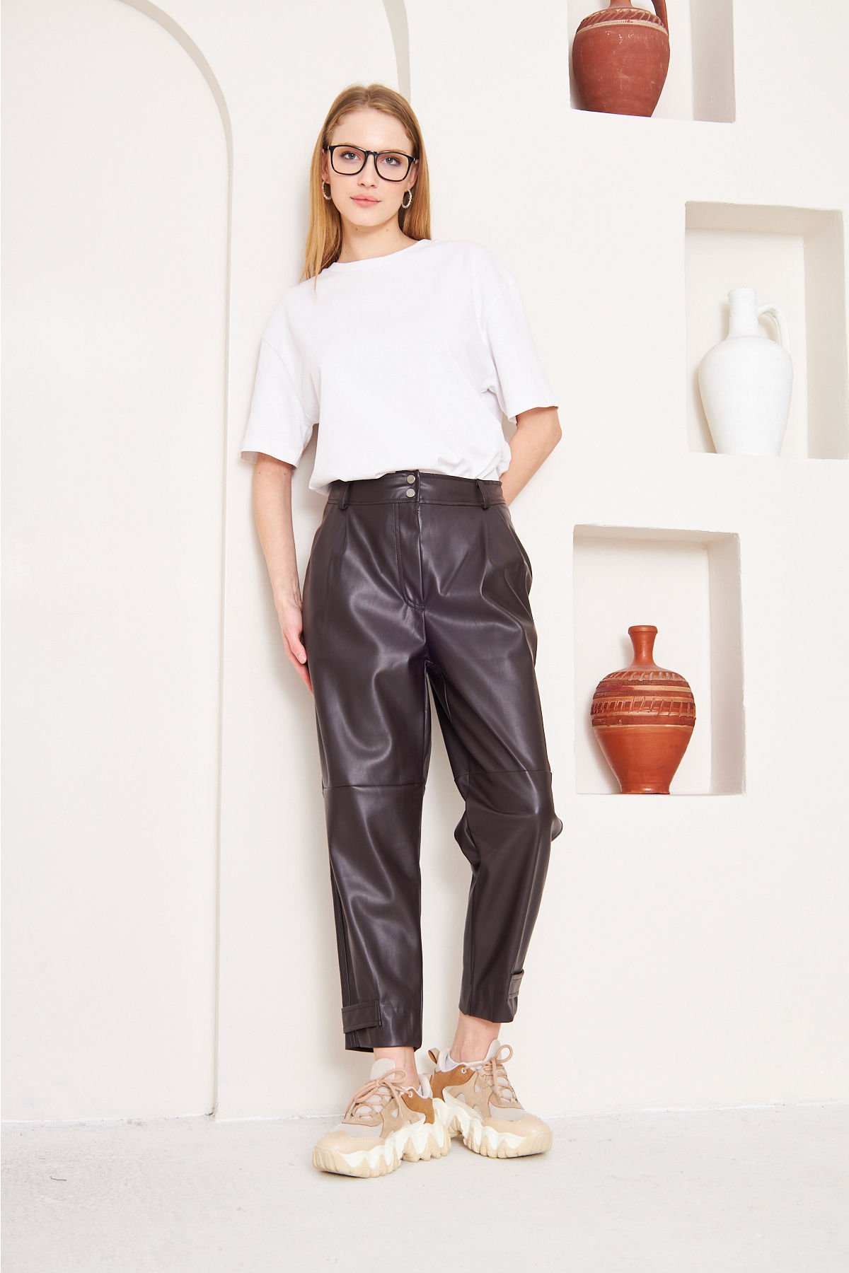 Deri Pantolon 4-6616 - KAHVERENGİ