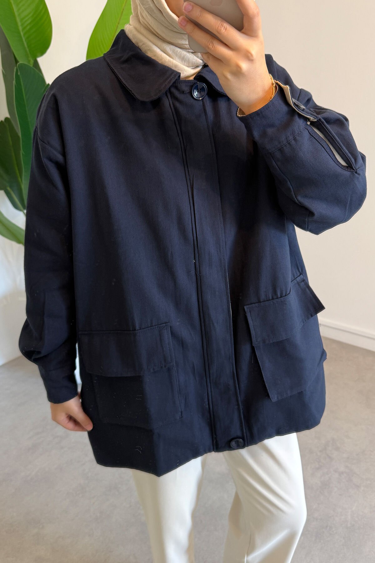 GABARDİN CEPLİ CEKET 9-52726  - LACİVERT