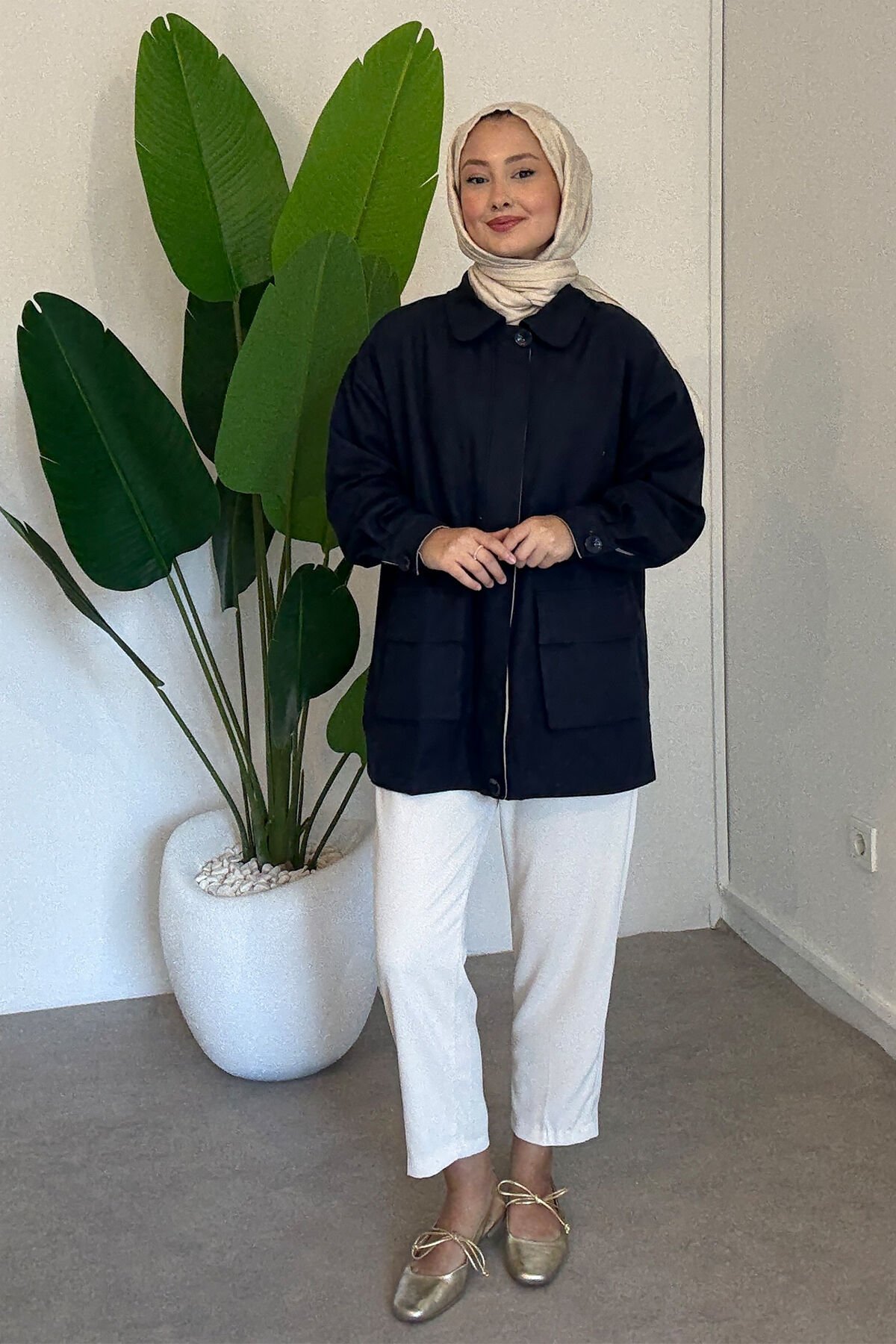 GABARDİN CEPLİ CEKET 9-52726  - LACİVERT