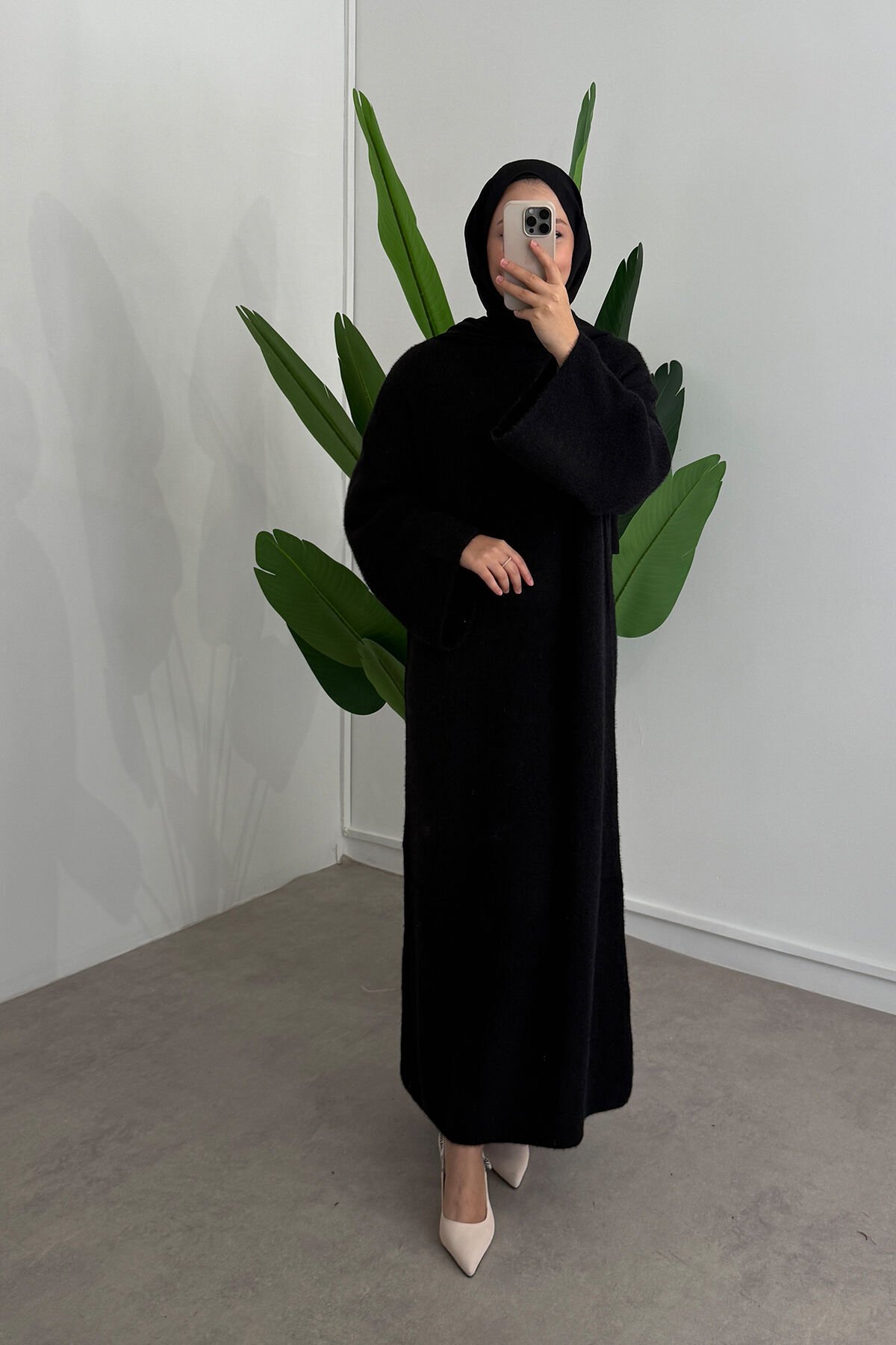 SAÇAKLI TRİKO ELBİSE 67-1902 - SİYAH