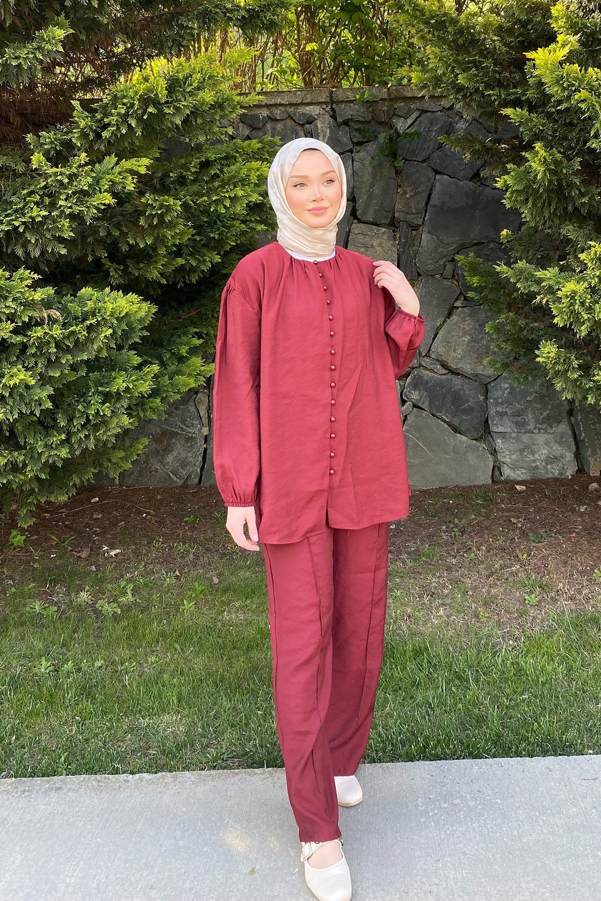 Dügmeli Takım 9-15807 - BORDO