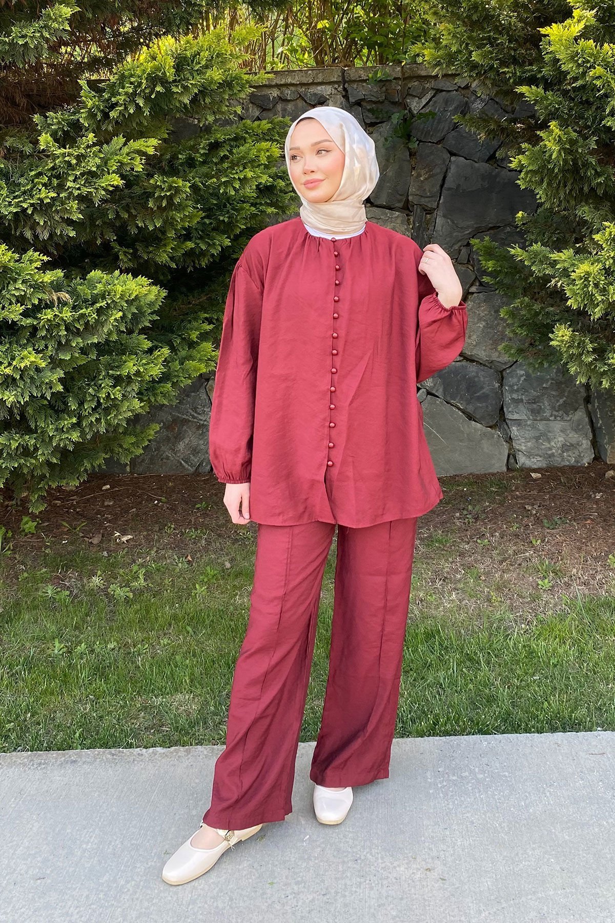 Dügmeli Takım 9-15807 - BORDO