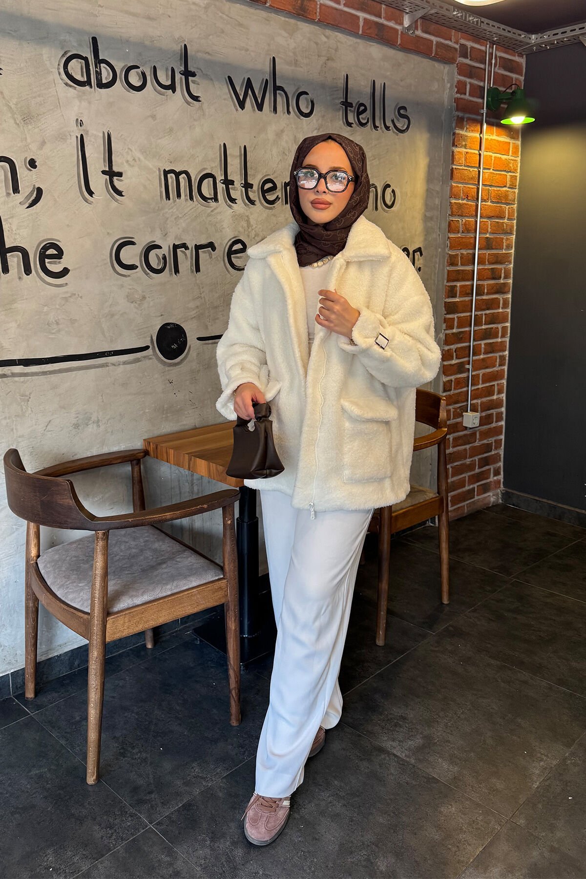 PELUŞ FERMUARLI MONT 50-5535 - EKRU