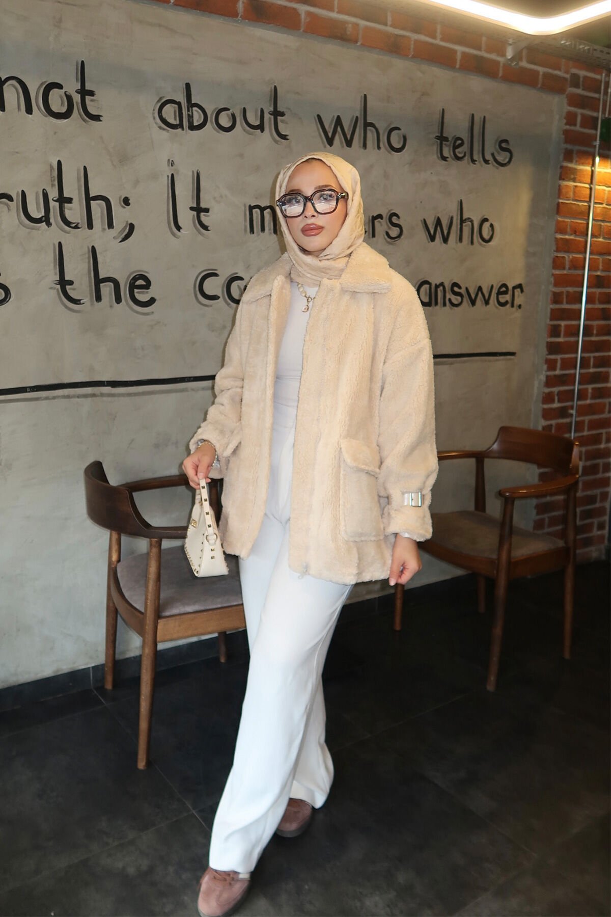 PELUŞ FERMUARLI MONT 50-5535 - BEJ