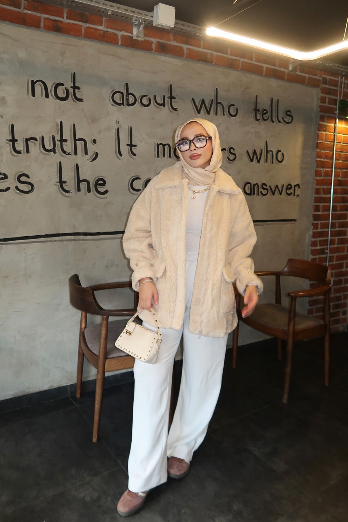 PELUŞ FERMUARLI MONT 50-5535 - BEJ