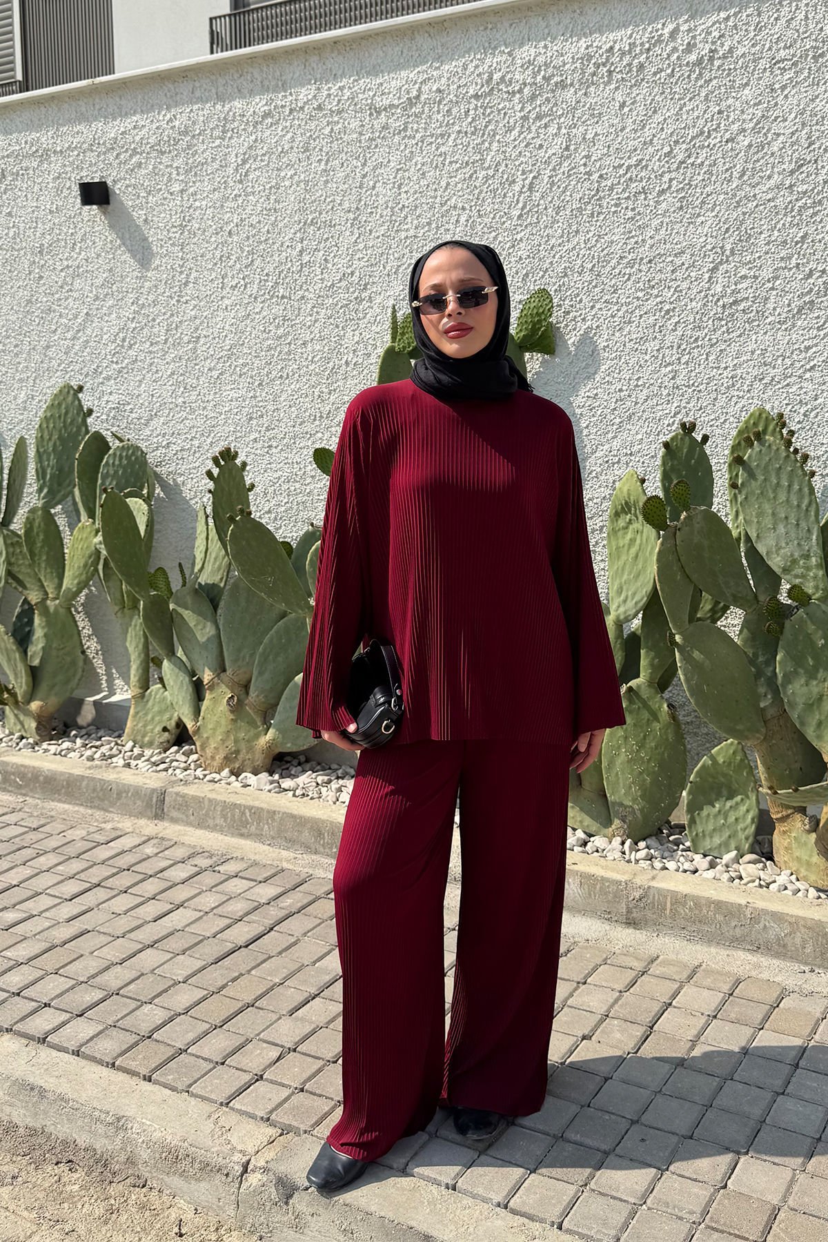 PLİSELİ TAKIM 9-51837 - BORDO