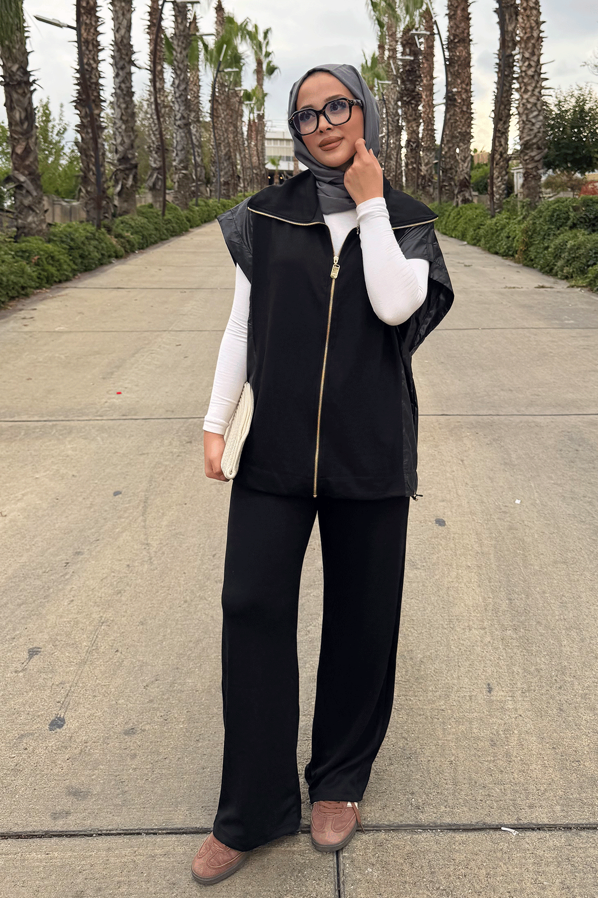 GARNİ DETAYLI YELEK TAKIM 44-3063 - SİYAH