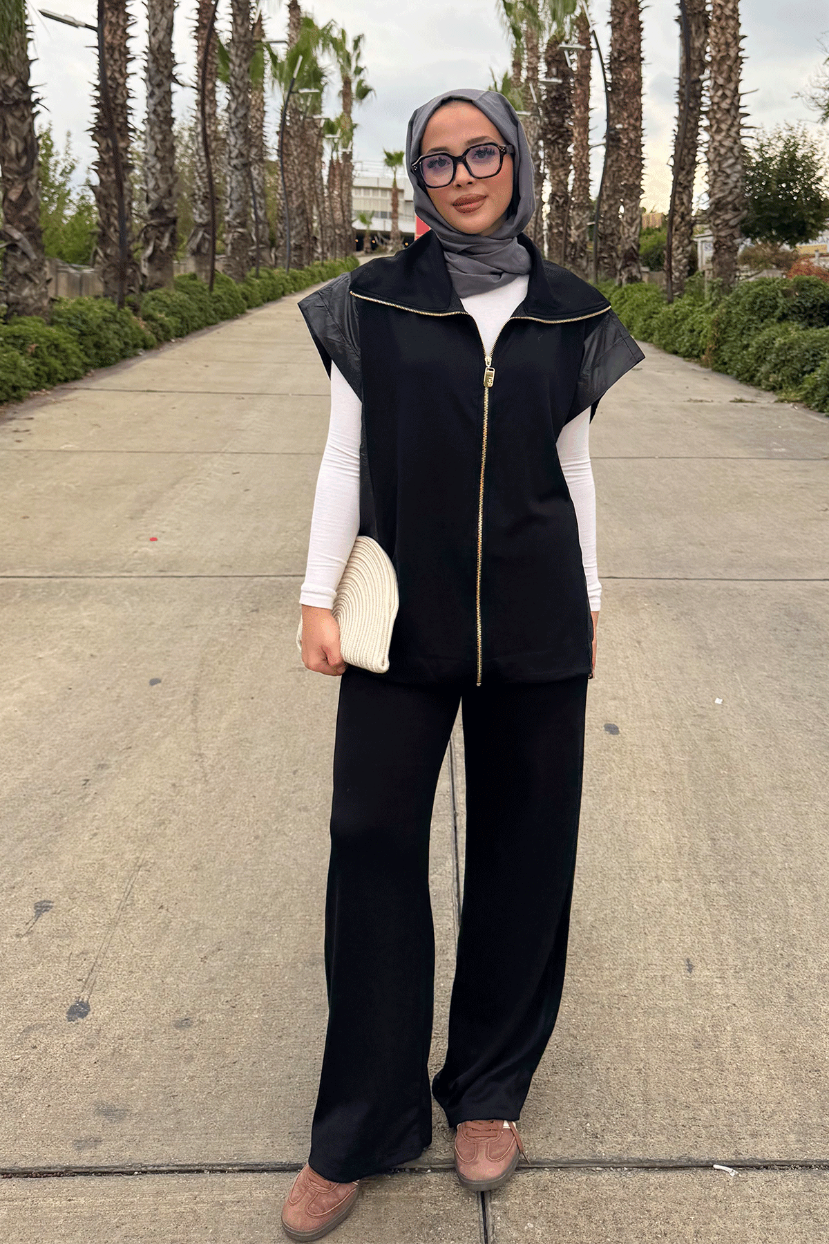 GARNİ DETAYLI YELEK TAKIM 44-3063 - SİYAH