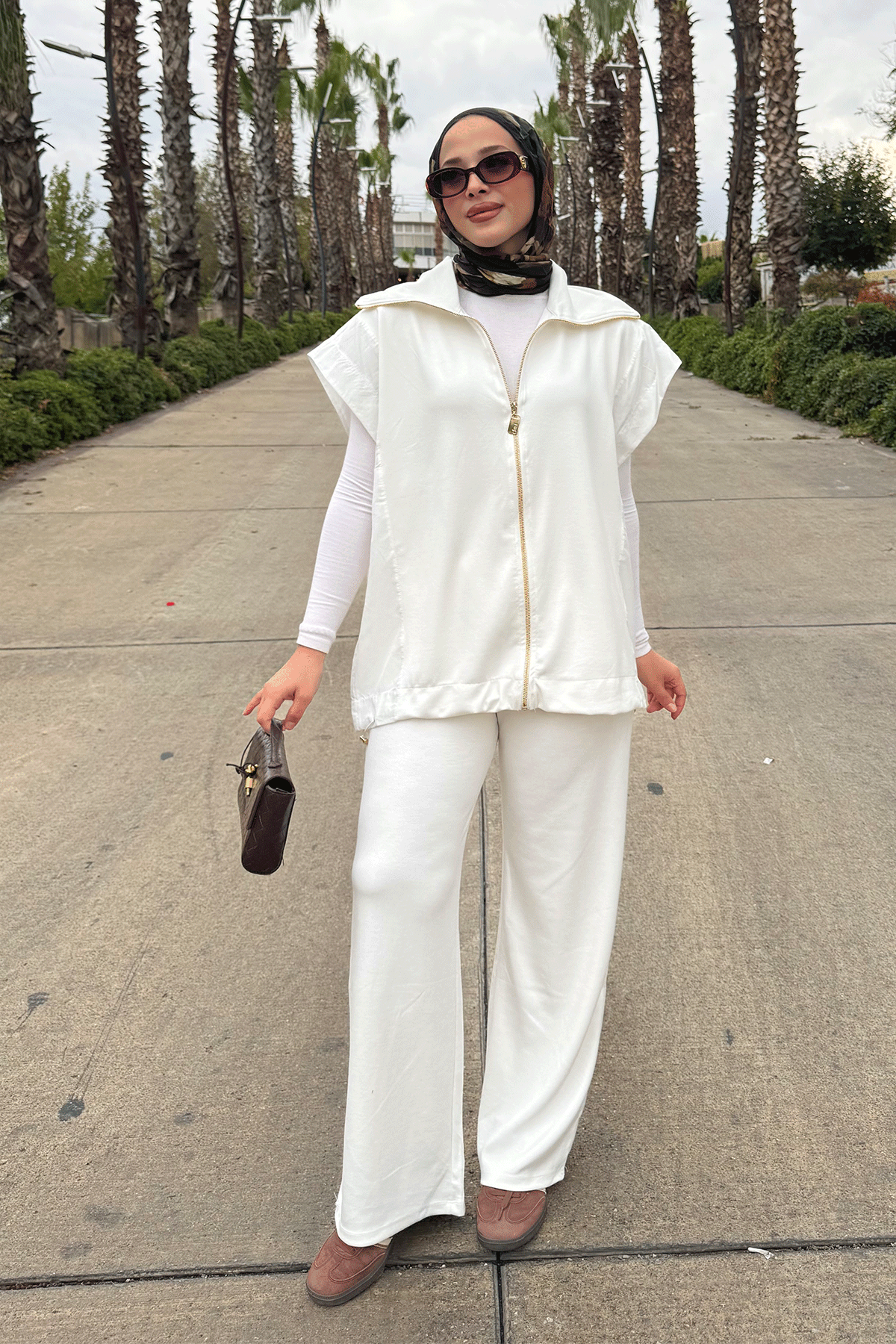 GARNİ DETAYLI YELEK TAKIM 44-3063 - EKRU