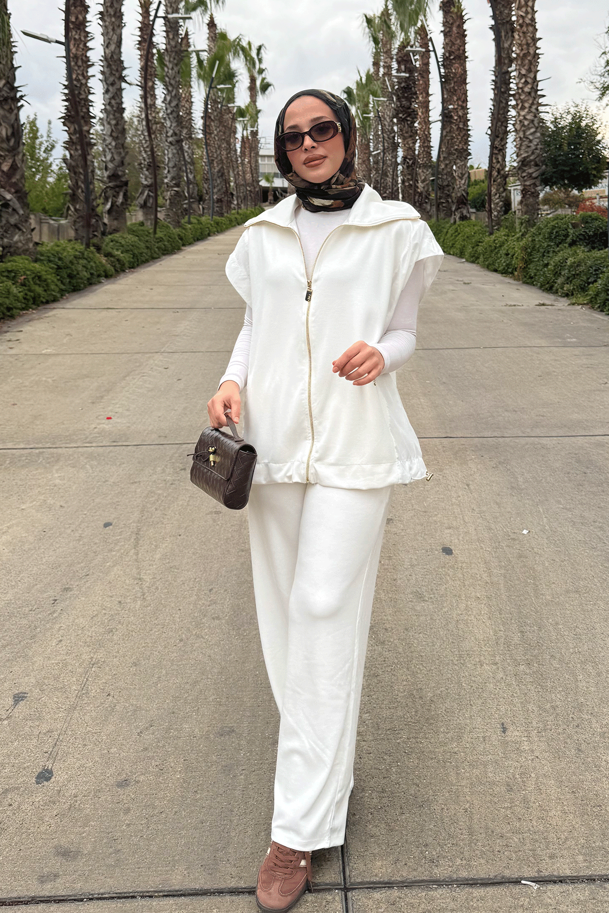 GARNİ DETAYLI YELEK TAKIM 44-3063 - EKRU