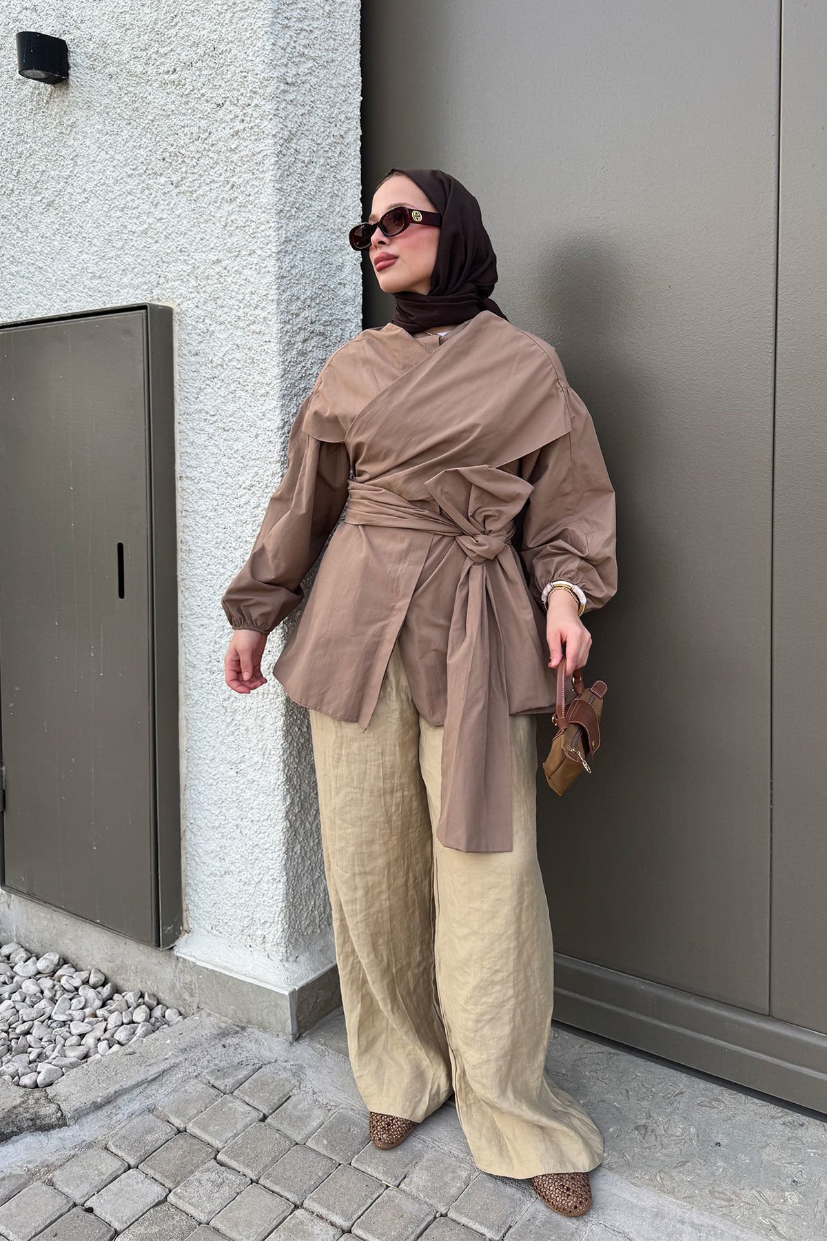 BAĞLAMALI GÖMLEK 31-2278- VİZON