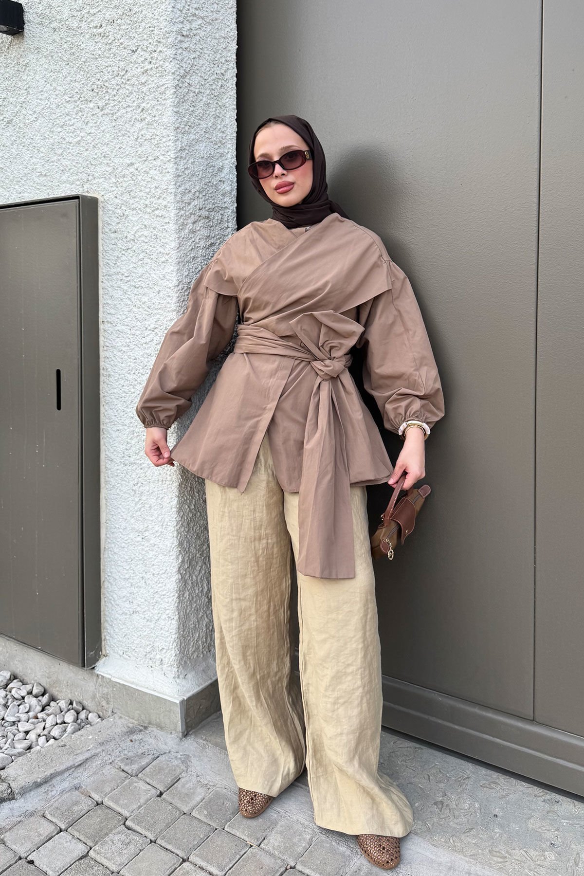 BAĞLAMALI GÖMLEK 31-2278- VİZON