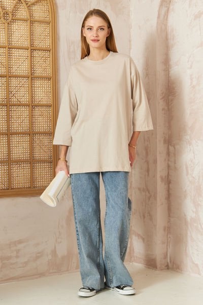 Basıc  T-shirt 4-6694- VİZON