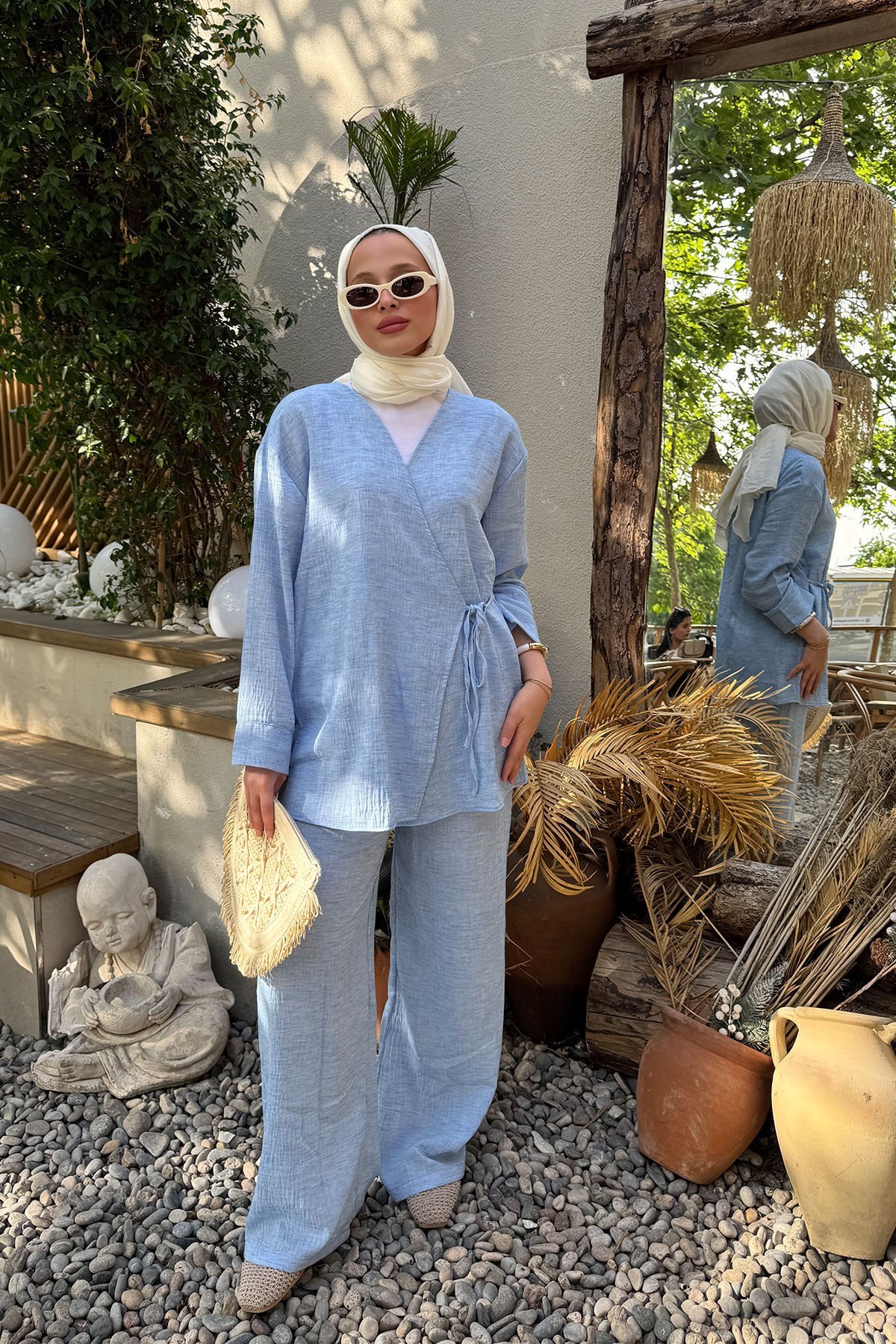 YANDAN BAGLAMALI KETEN TAKIM 9-51852 - MAVİ