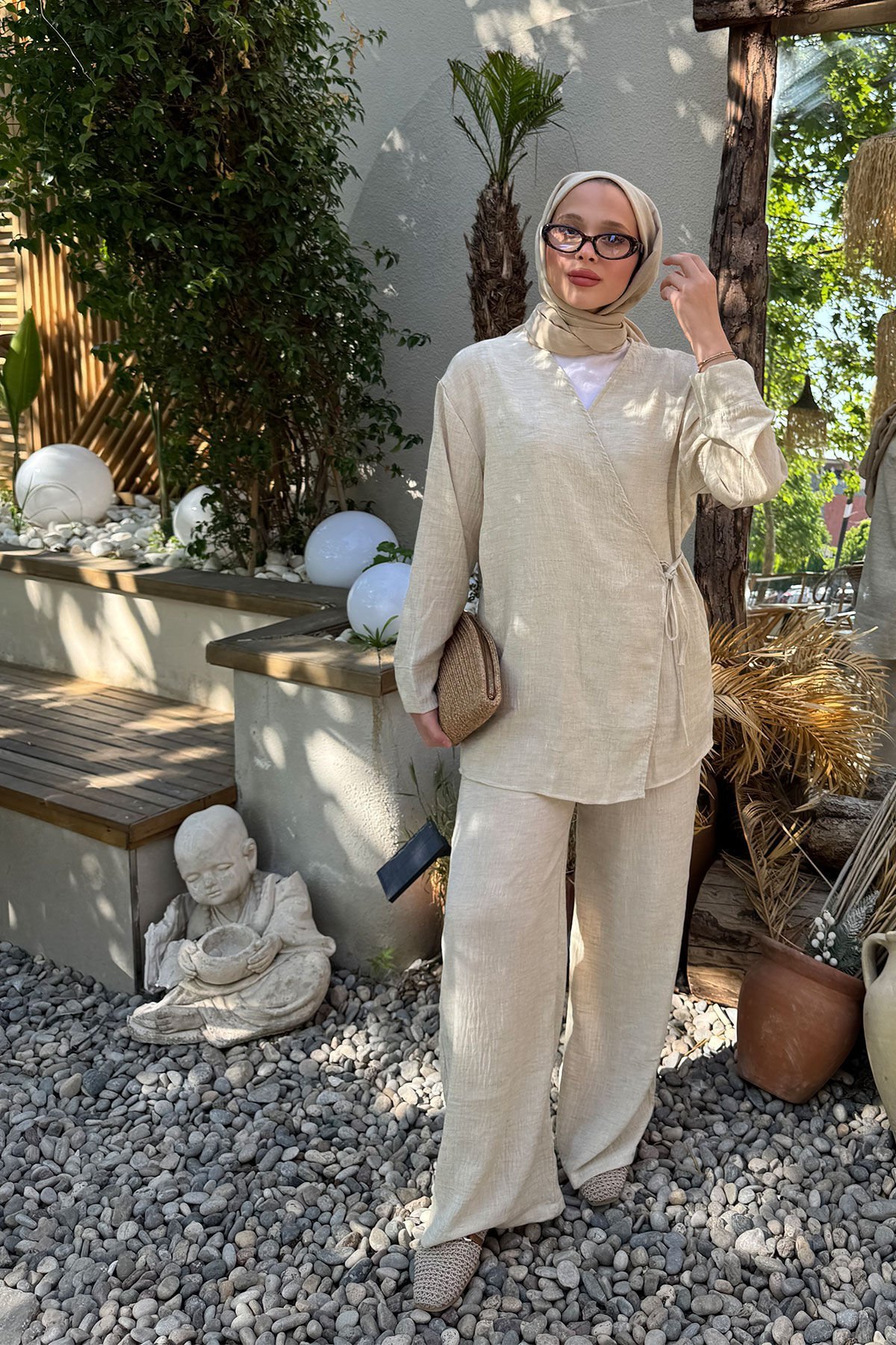 YANDAN BAGLAMALI KETEN TAKIM 9-51852 - BEJ