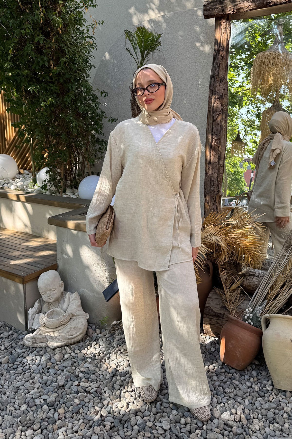 YANDAN BAGLAMALI KETEN TAKIM 9-51852 - BEJ