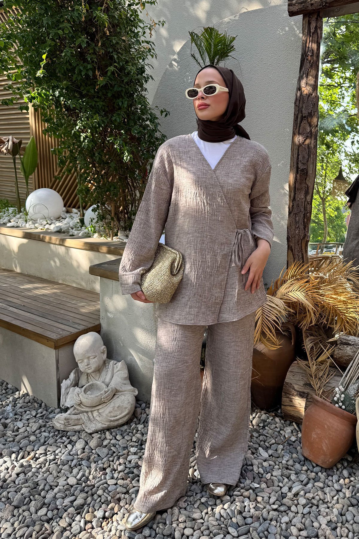 YANDAN BAGLAMALI KETEN TAKIM 9-51852 - KAHVERENGİ