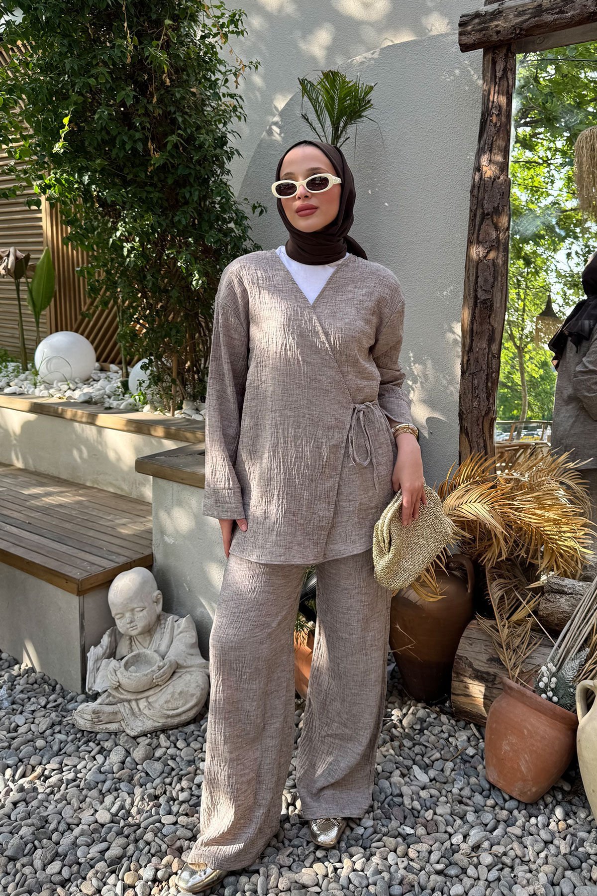 YANDAN BAGLAMALI KETEN TAKIM 9-51852 - KAHVERENGİ