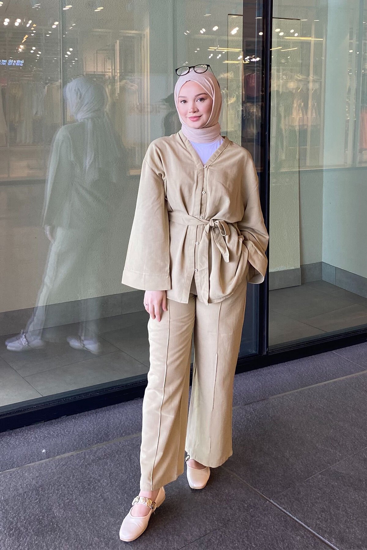 V YAKA DÜGMELİ TAKIM 9-51872 - HAKİ YEŞİL