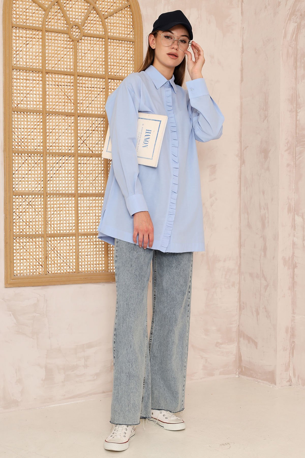 Pat Detaylı Gömlek 4-6698 - MAVİ