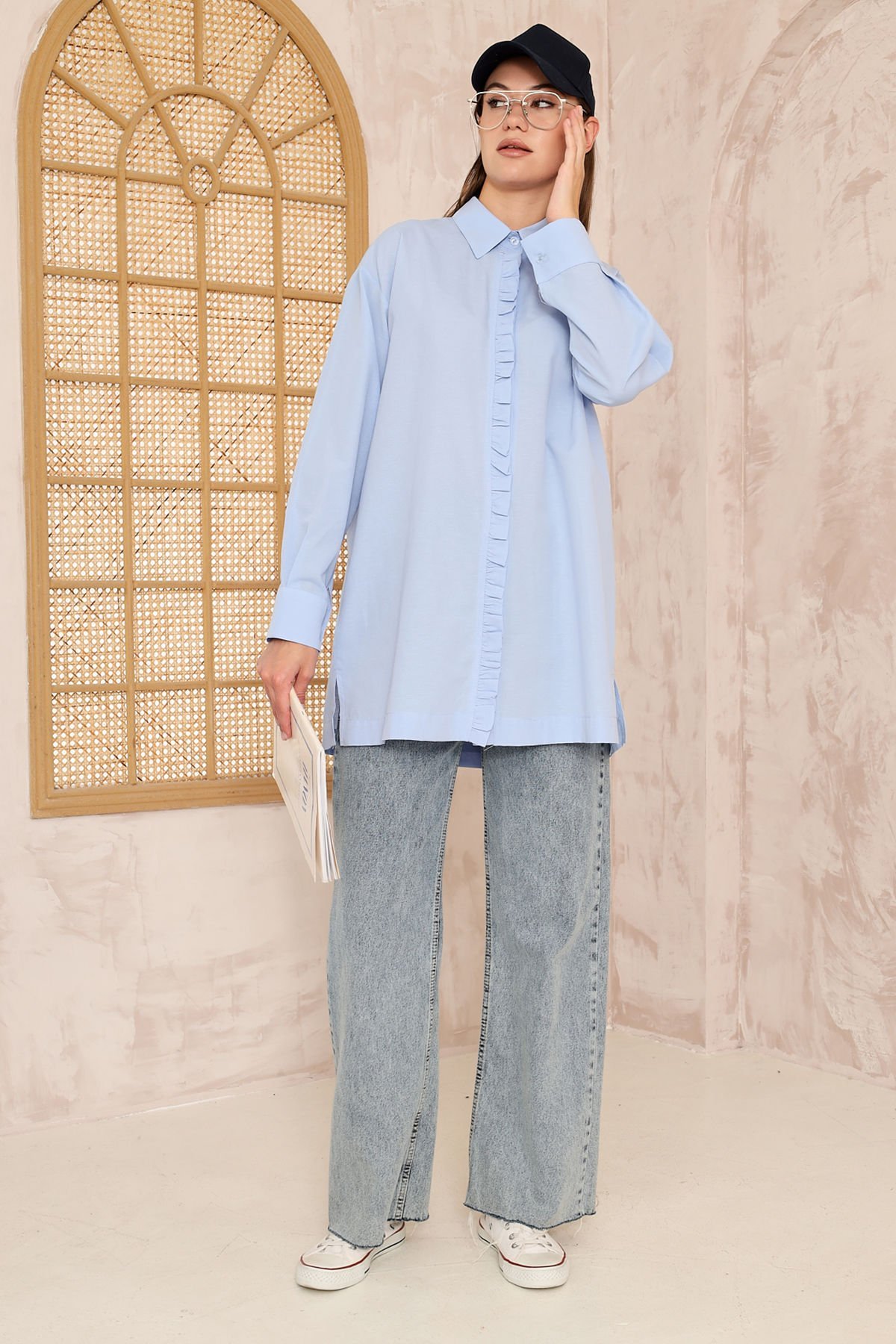Pat Detaylı Gömlek 4-6698 - MAVİ
