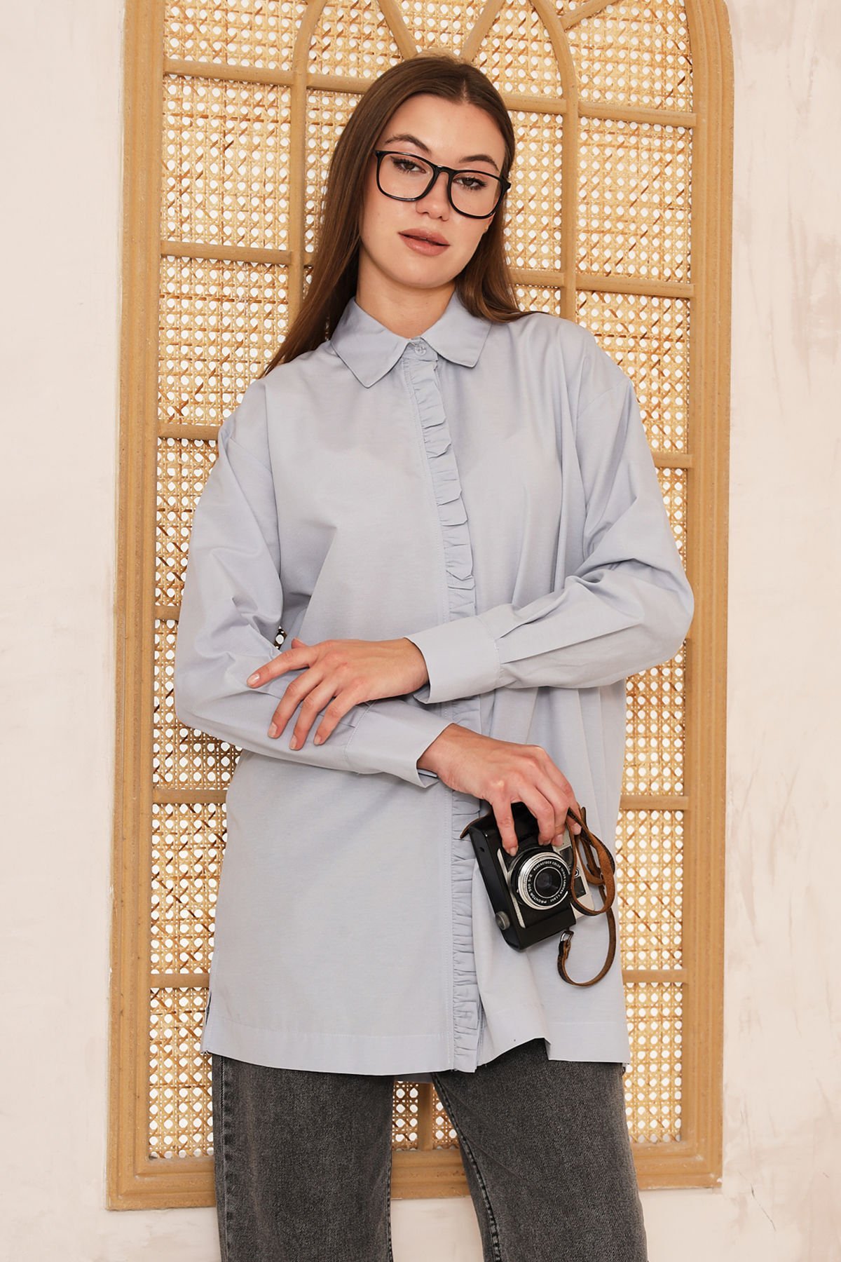 Pat Detaylı Gömlek 4-6698 - GRI