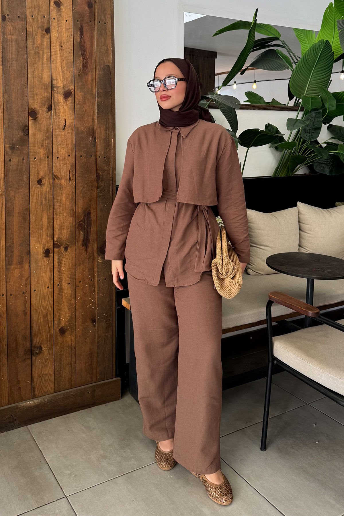 PELERİNLİ TAKIM 9-15835 - KAHVERENGİ