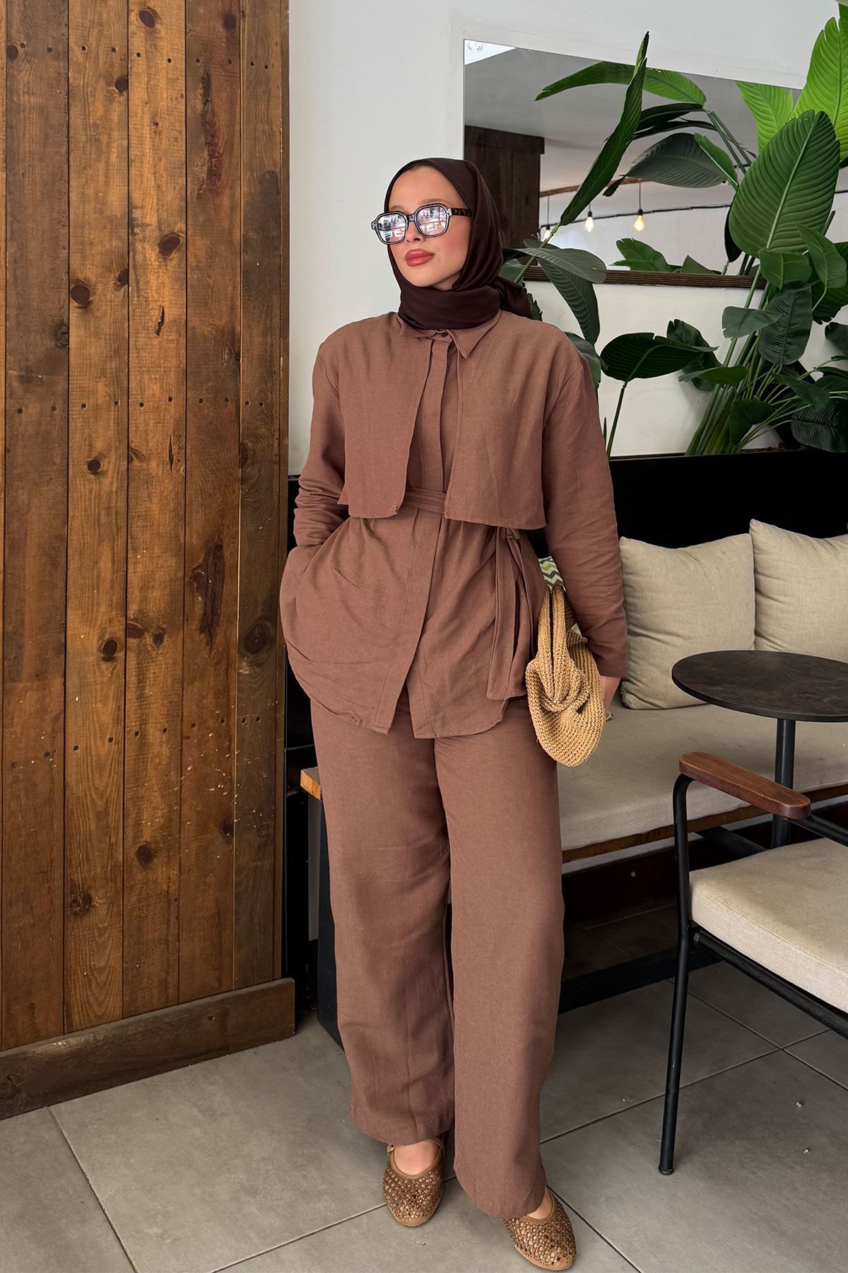 PELERİNLİ TAKIM 9-15835 - KAHVERENGİ