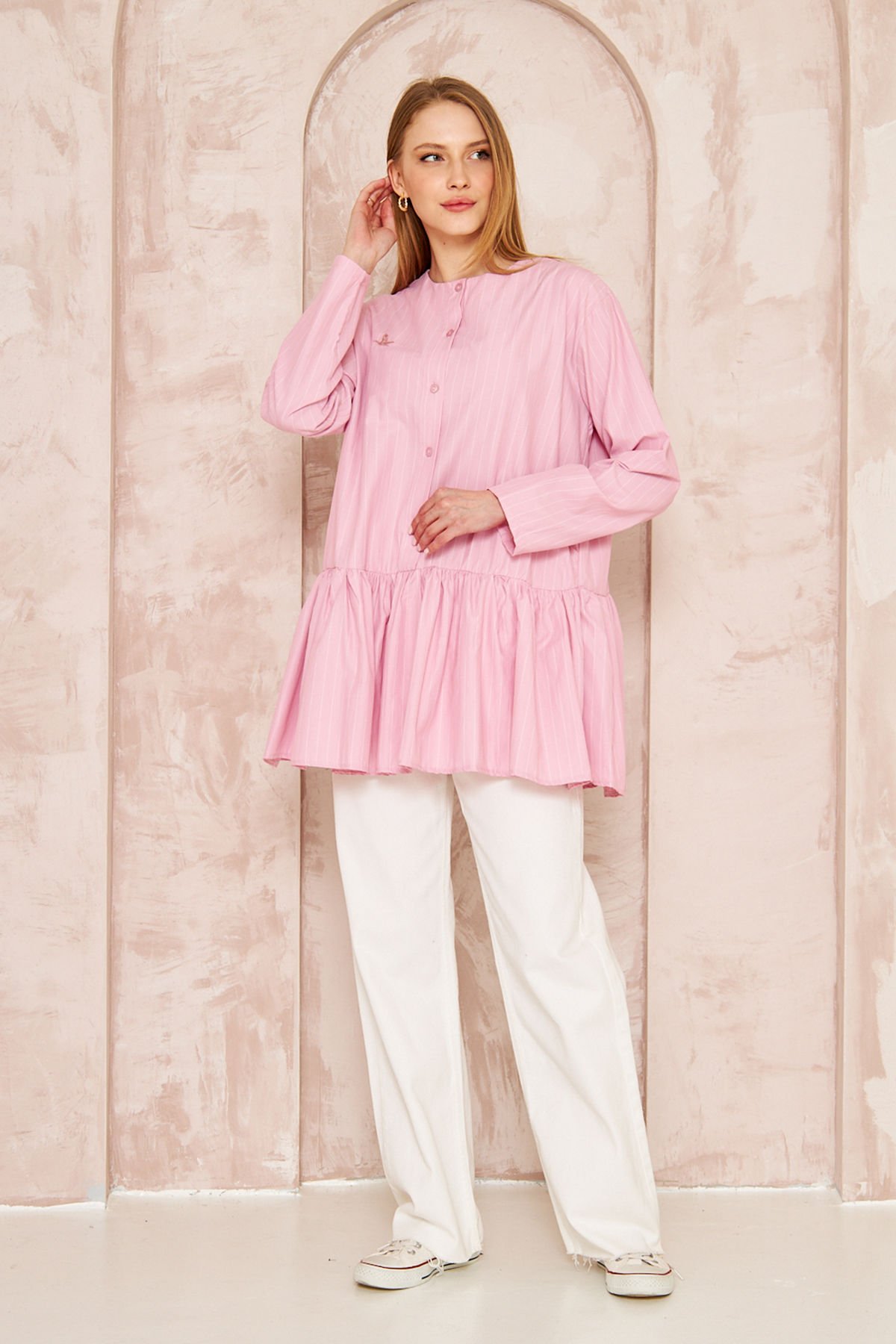 Nakışlı Gömlek 4-6650 - PUDRA