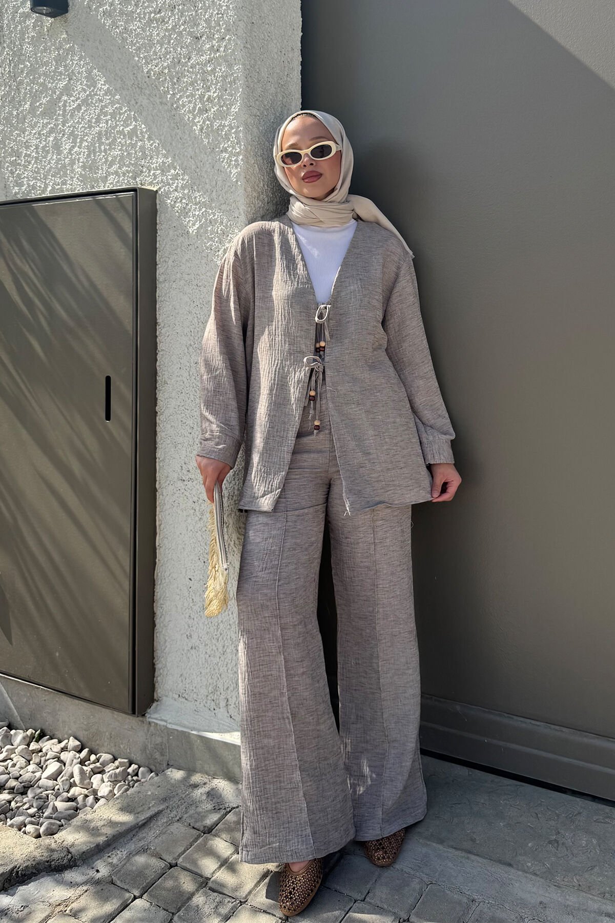 ÖNDEN BAGLAMALI KETEN TAKIM 9-51850 - KAHVERENGİ