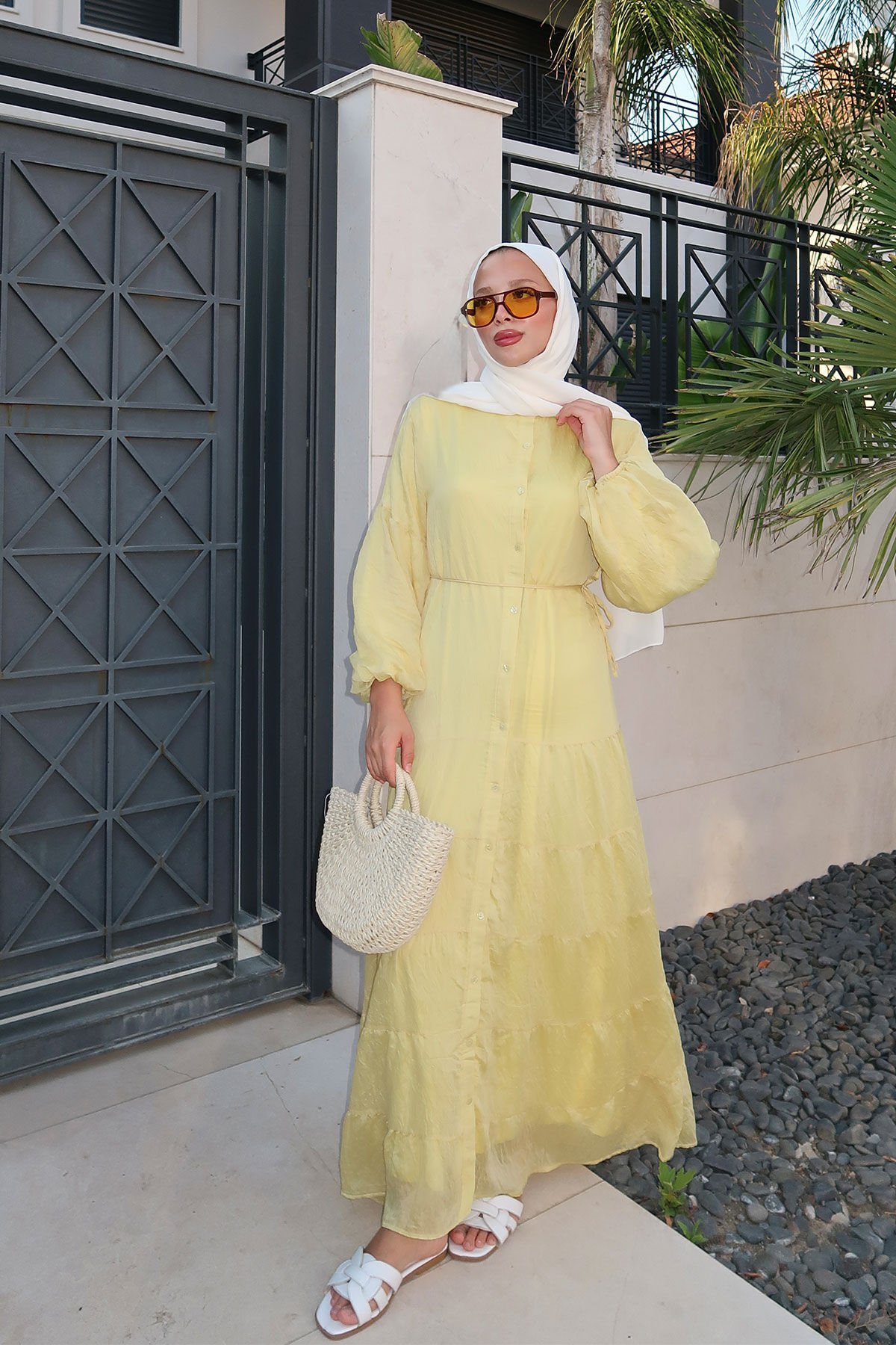 ASTARLI VUAL ELBİSE 31-3341 - SARI