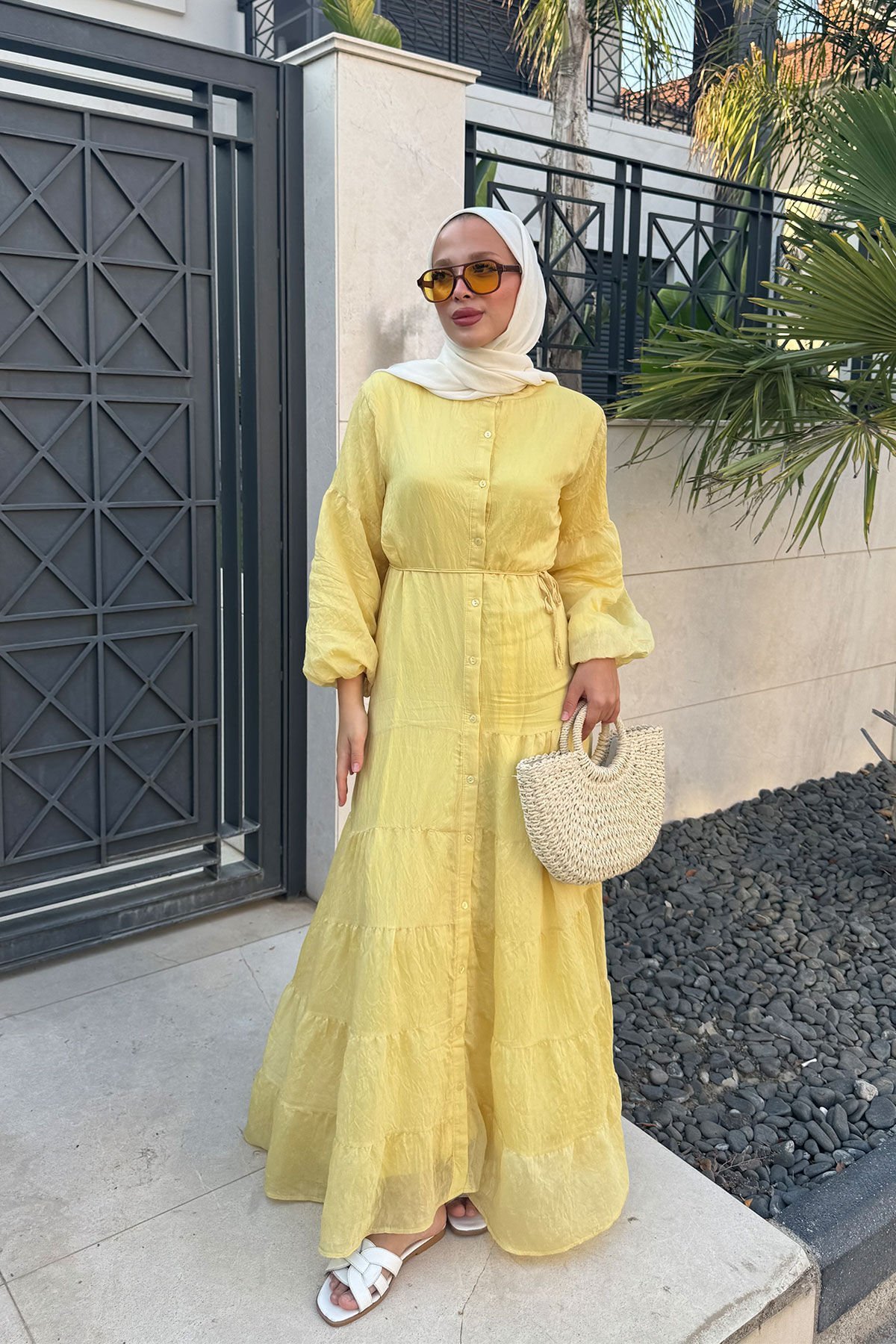 ASTARLI VUAL ELBİSE 31-3341 - SARI