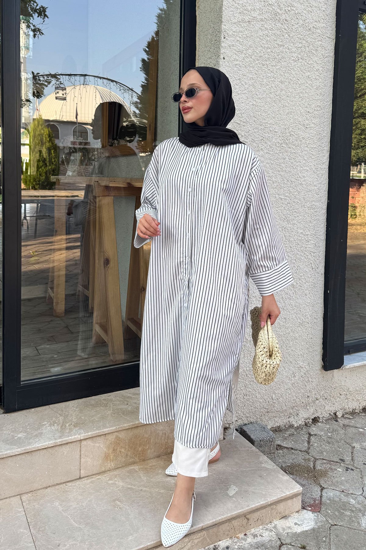 HAKİM YAKA UZUN GÖMLEK 9-51529 -BEYAZ