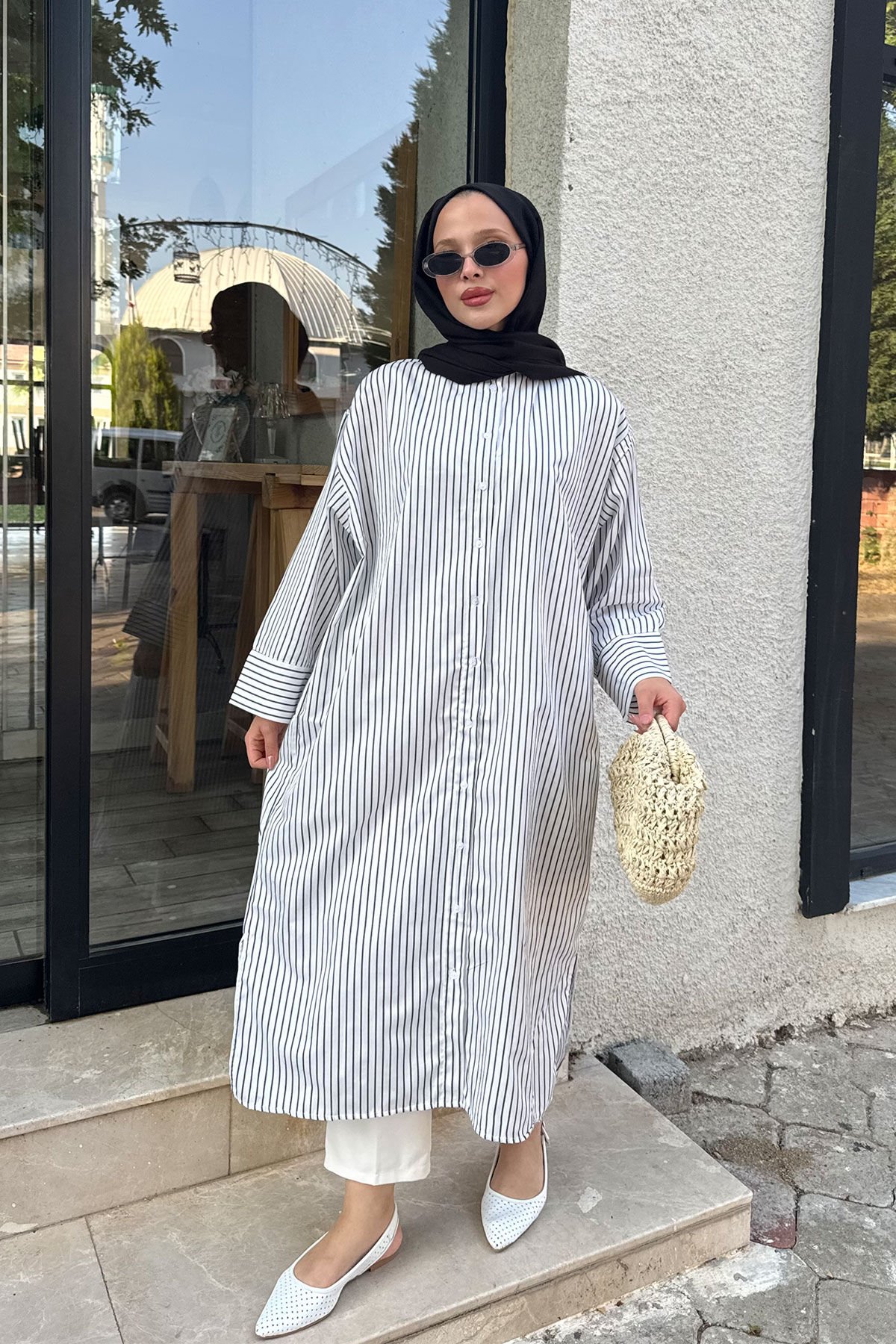 HAKİM YAKA UZUN GÖMLEK 9-51529 -BEYAZ