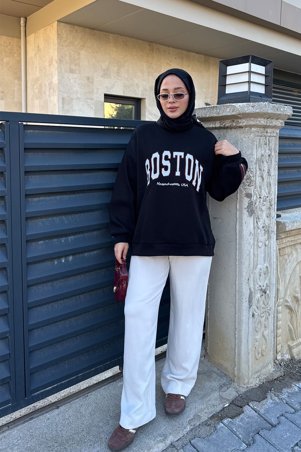 Boston Sweathırt 4-6820 - SİYAH