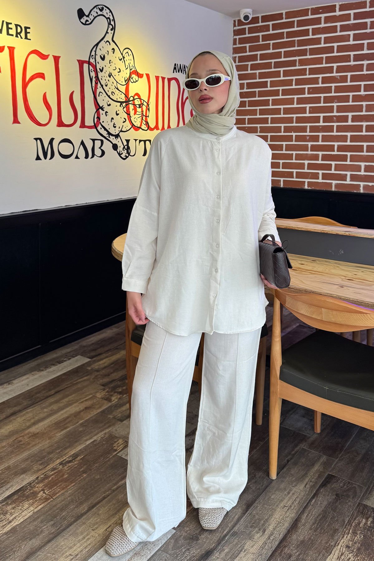 HAKİM YAKA KETEN TAKIM 9-51858 - BEJ