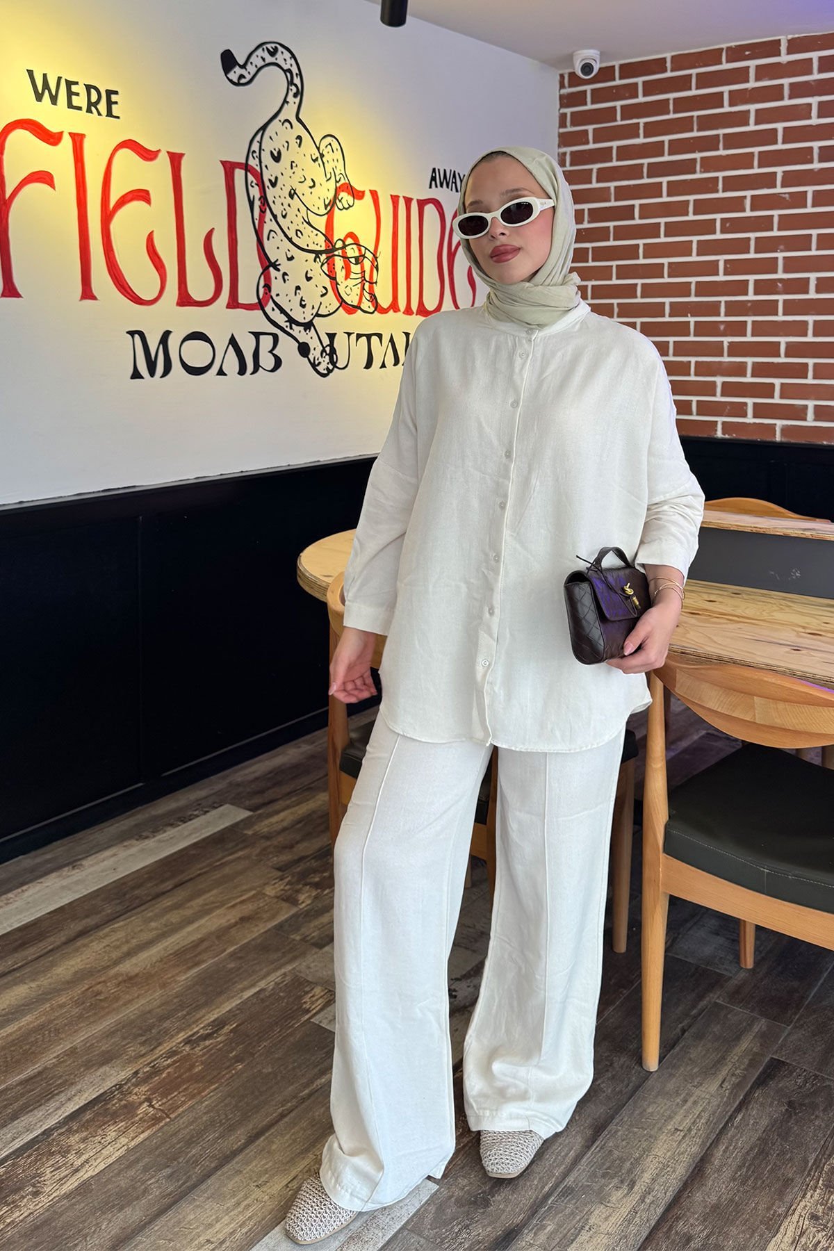 HAKİM YAKA KETEN TAKIM 9-51858 - BEJ