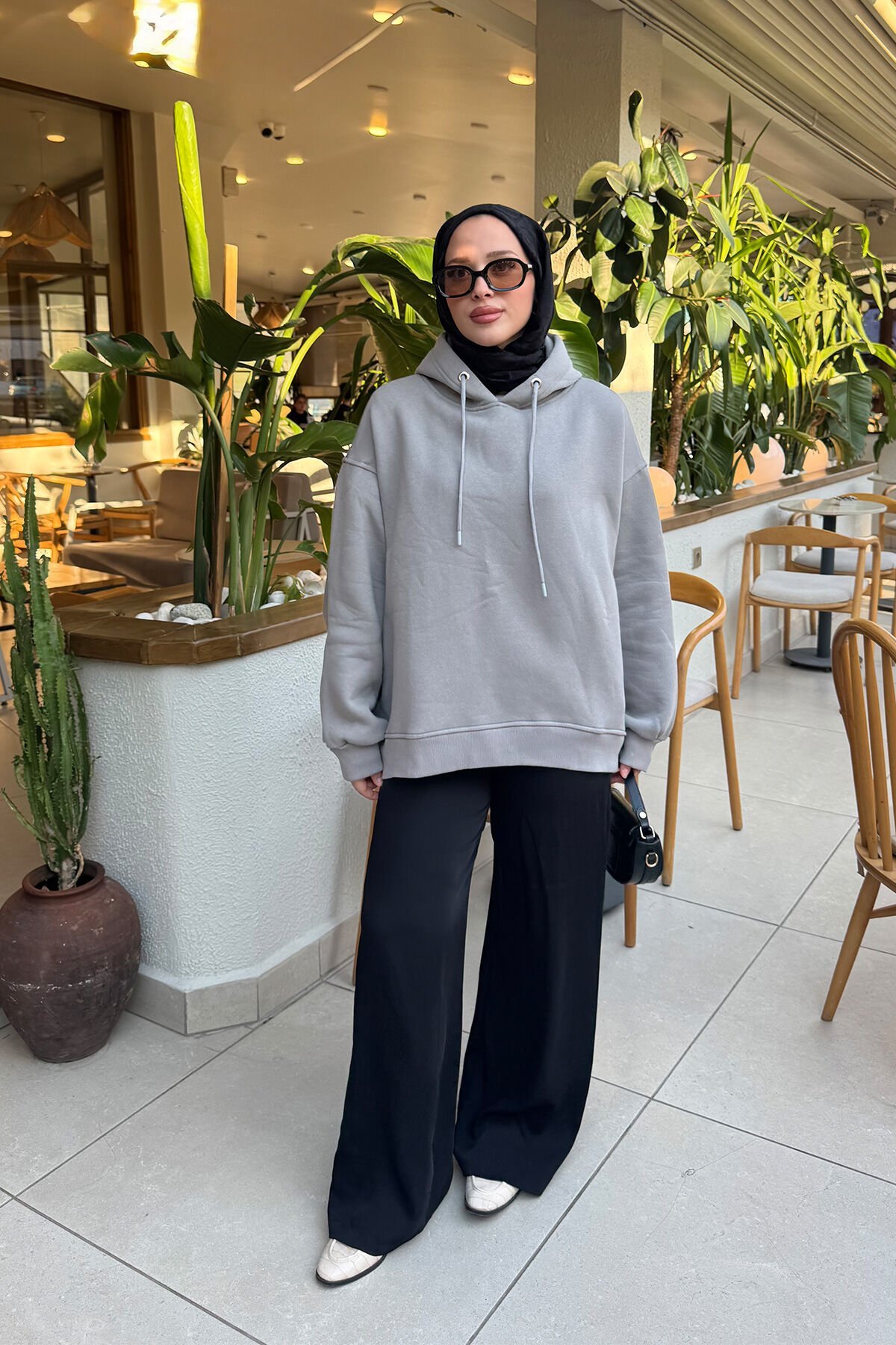 Oversize Cepli Sweathırt 4-6822 - GRI