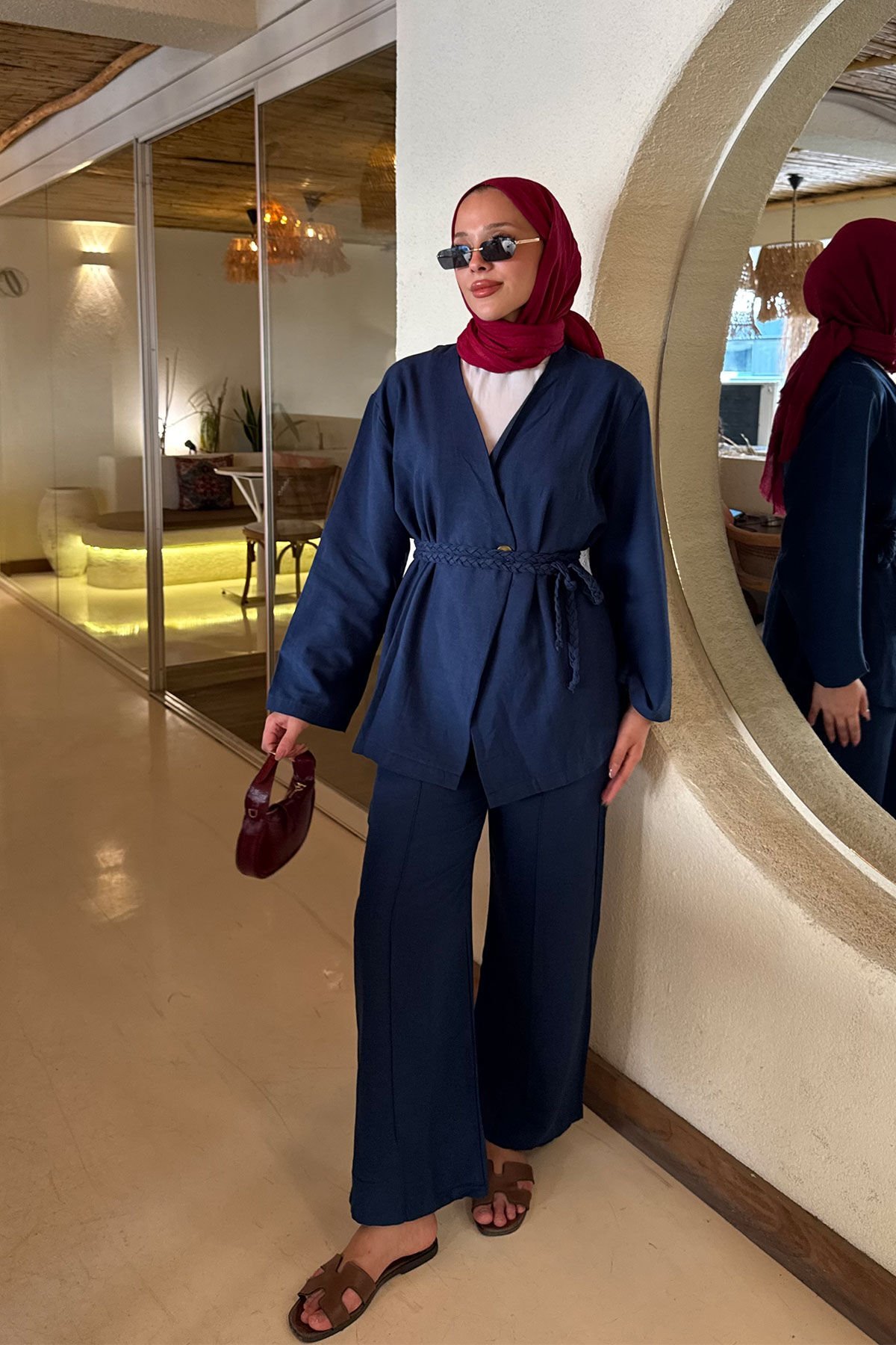 ÖRGÜ KEMERLİ TAKIM 9-51870 - LACİVERT