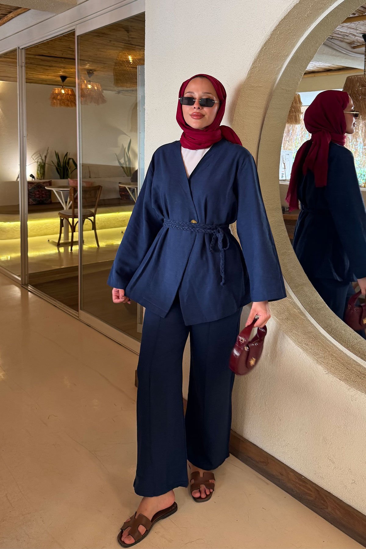 ÖRGÜ KEMERLİ TAKIM 9-51870 - LACİVERT