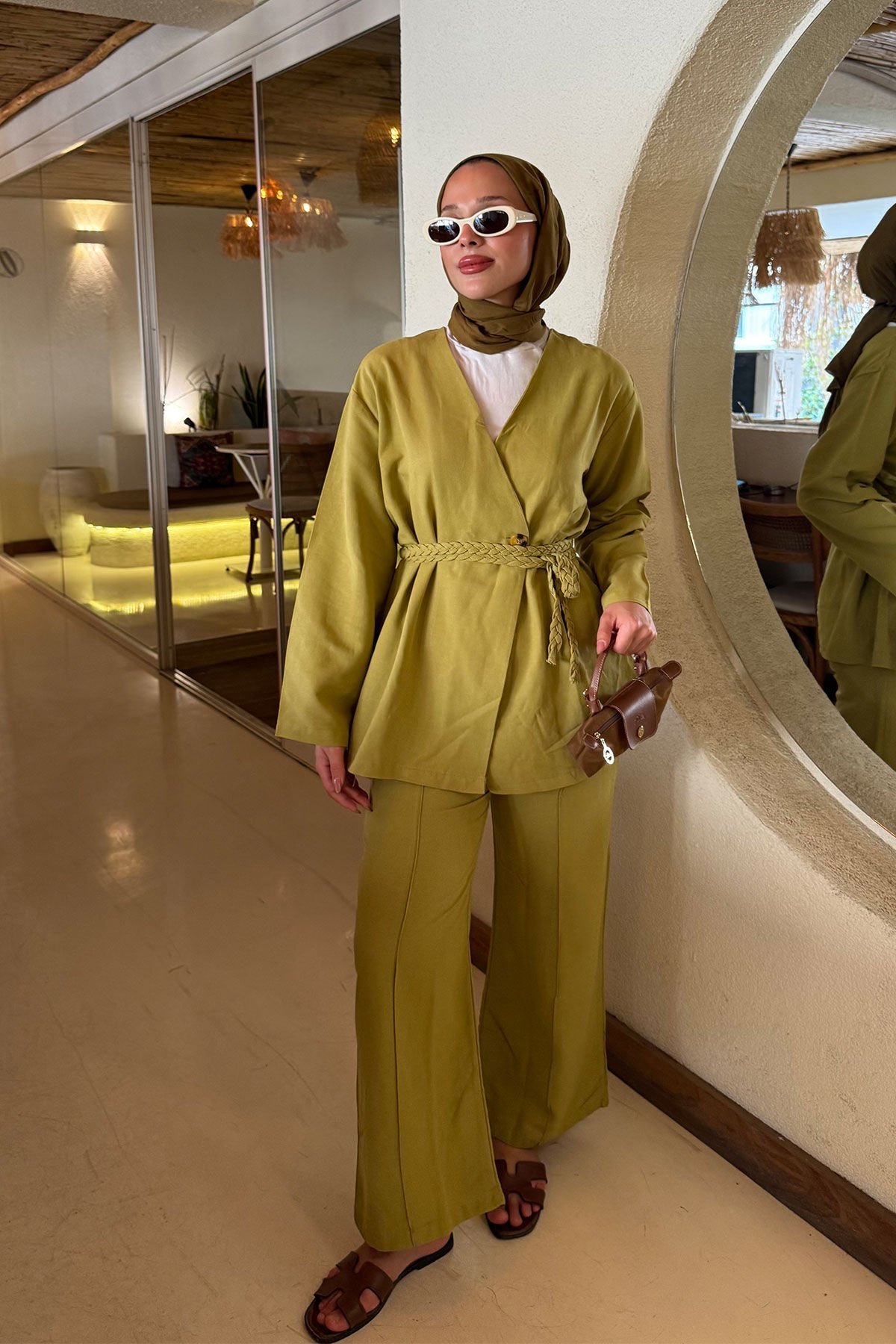 ÖRGÜ KEMERLİ TAKIM 9-51870 - OLİVE