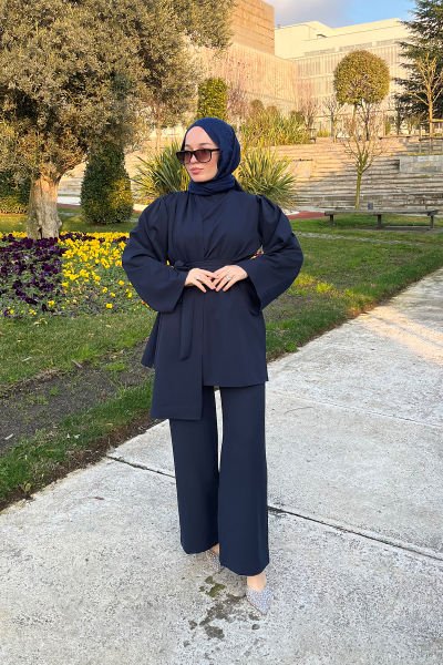 Kuşak Detaylı Takım 9-15803 - LACİVERT