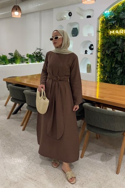 TOKALI ELBİSE 9-51530 - KAHVERENGİ